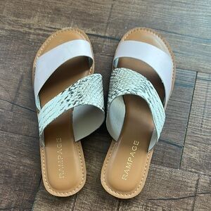 Rampage Cream and Tan Sandals Casual Slip-On
